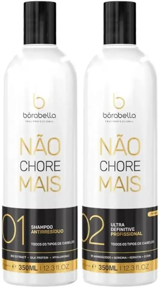 Progressiva Sem Formol Borabella Not Cry More - Alisamento Capilar Profissional, Liso Natural e Brilho Intenso - Kit 2x350ml