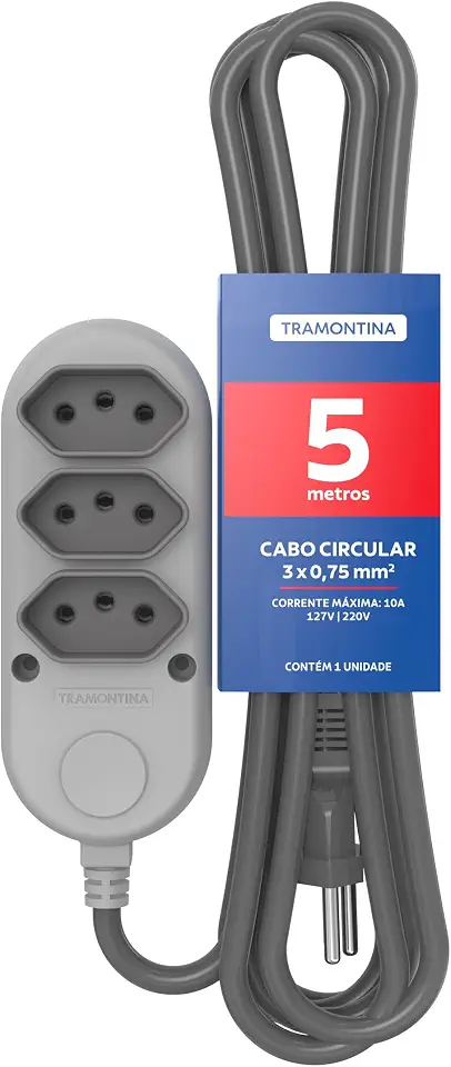 Tramontina Extensão Múltipla 3 Tomadas 2P+T 10 A 250 V 5 m
