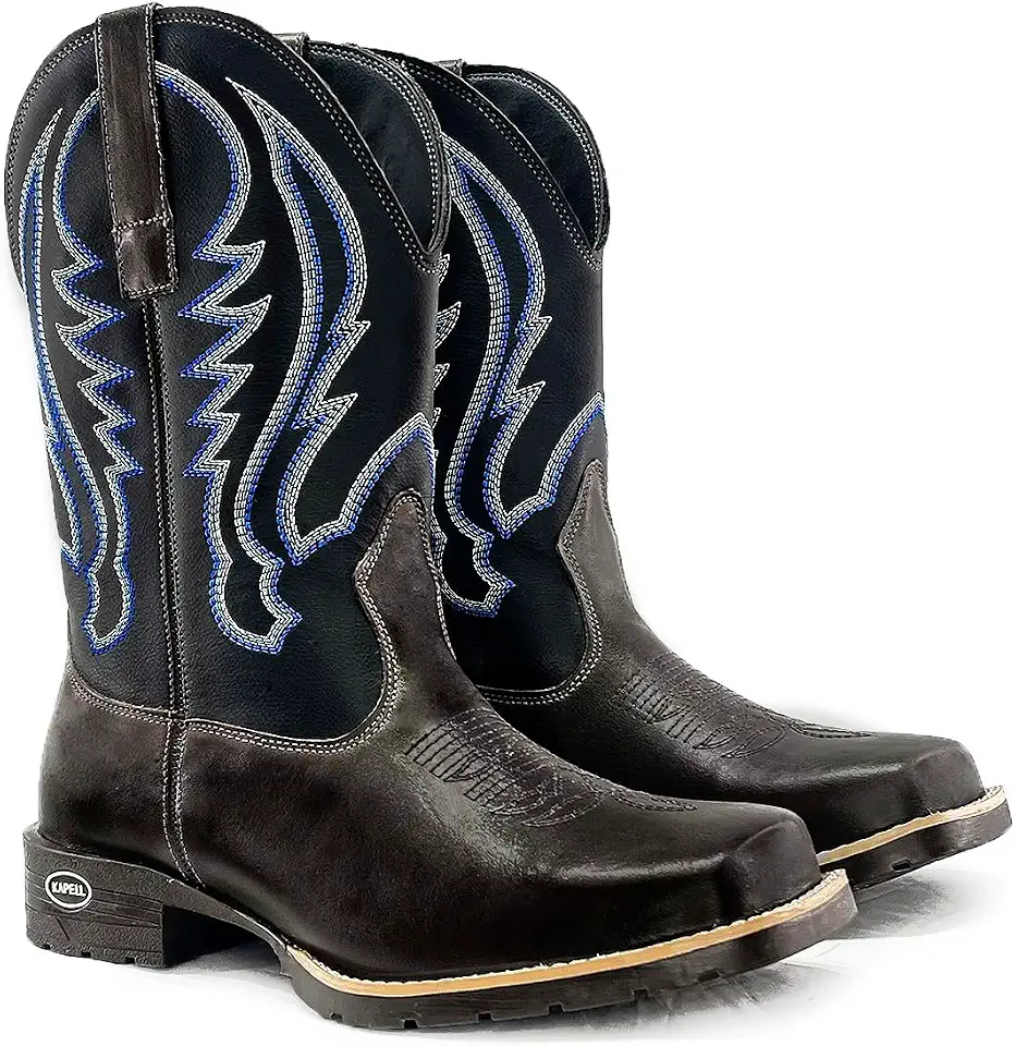 Bota Texana Masculina em Couro Legítimo Cano Bordado modelo Dakota Kapell