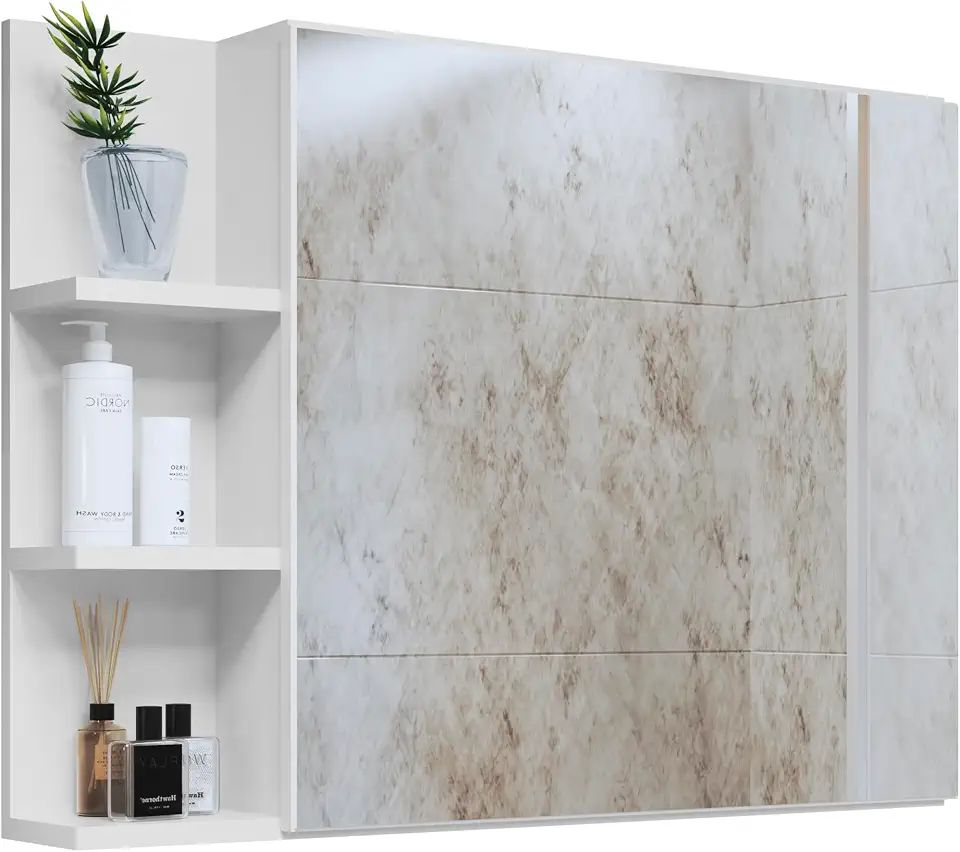 Espelheira Suspensa Iris Para Banheiro/Closet Porta e Nichos Armário - Quality Móveis cor:Branco