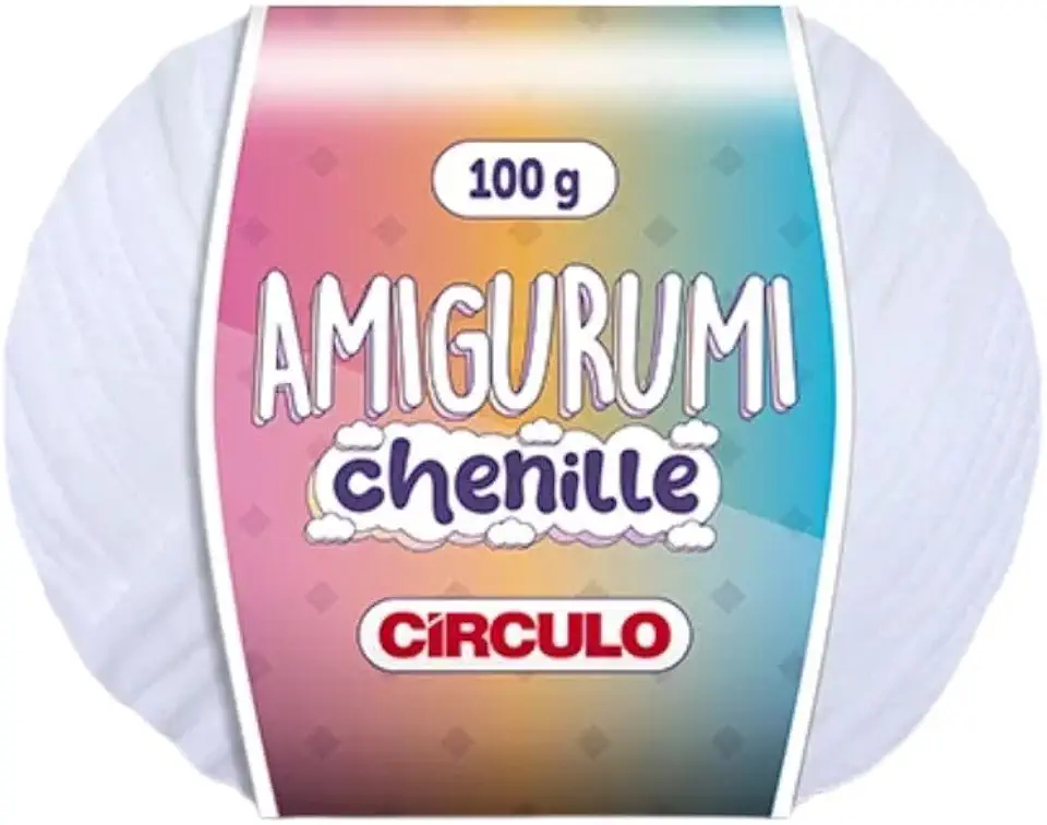 Linha Amigurumi Chenille - Circulo - 100g - 110 metros - 909 TEX (8001-Branco)