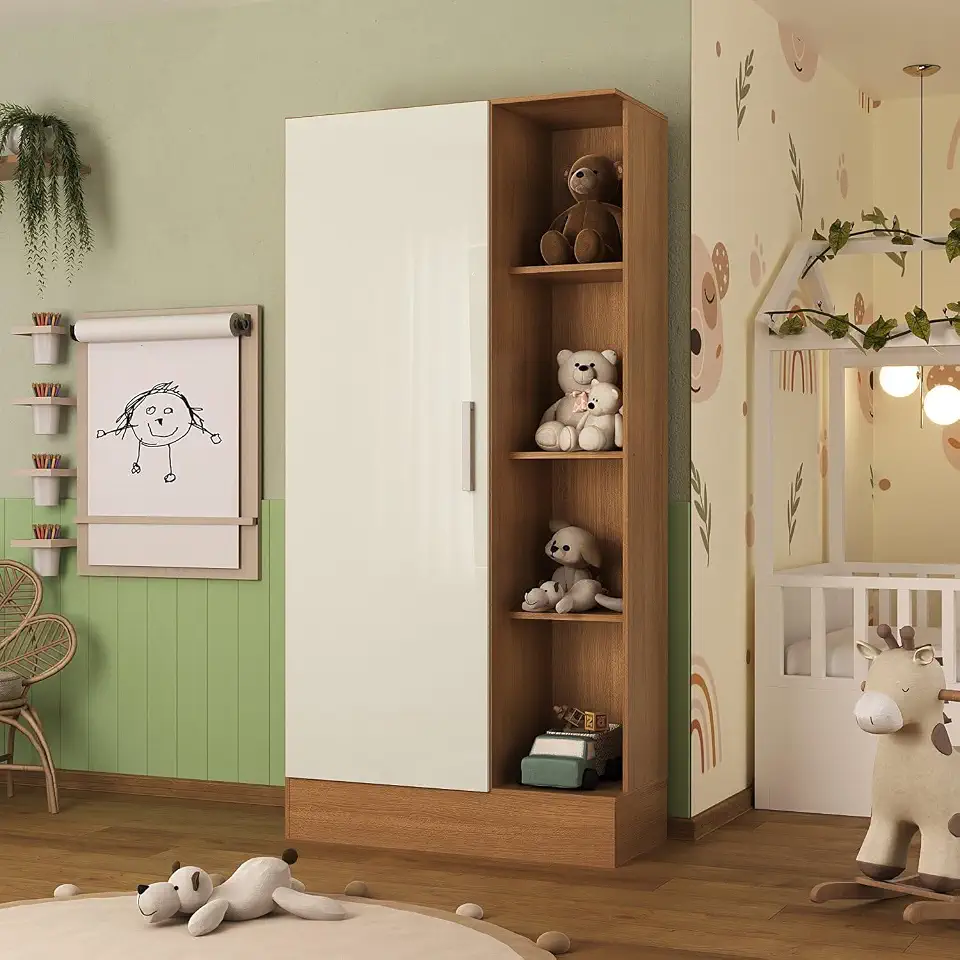Guarda-roupa Infantil 1 Porta Sara Espresso Móveis Cinamomo/Off White