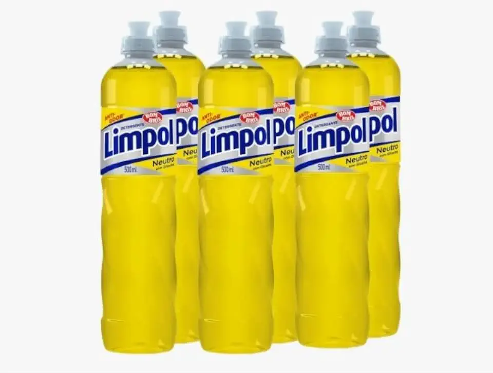 6 Detergente Líquido Neutro Frasco 500ml - Limpol