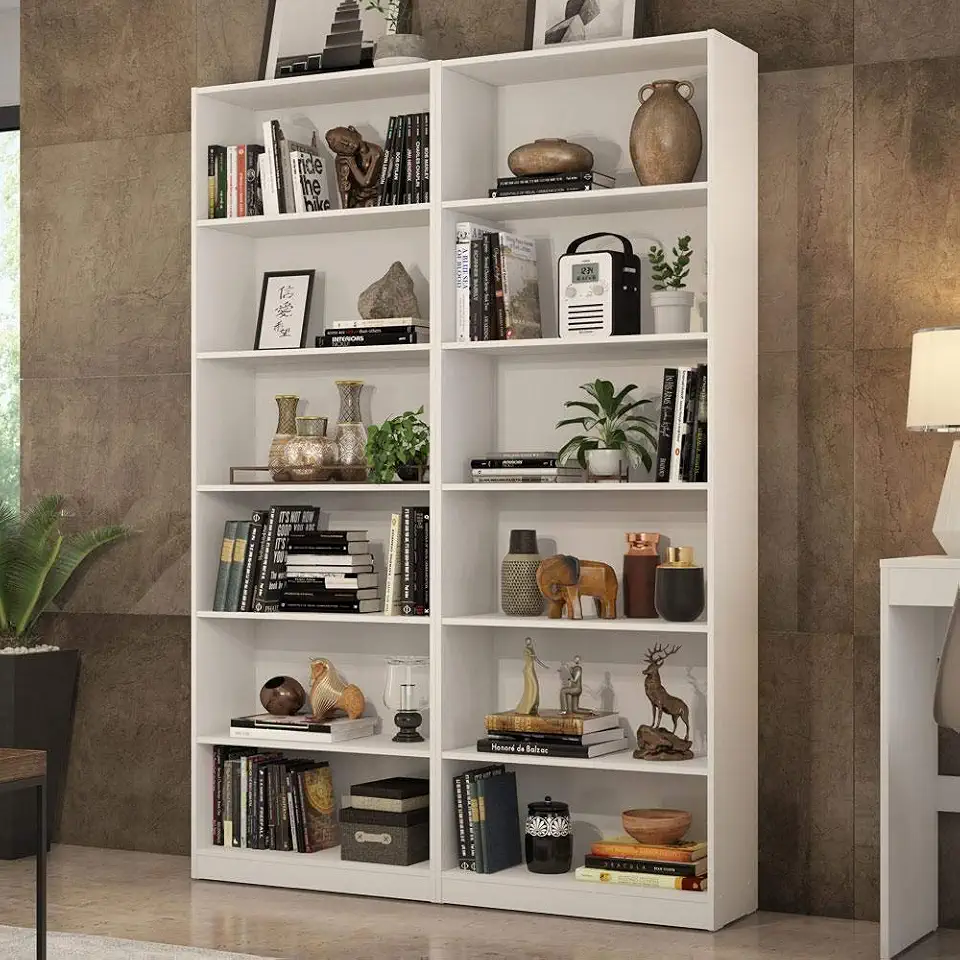 Madesa Kit com 2 Estantes Livreiro 6908 com 12 Nichos - Branco