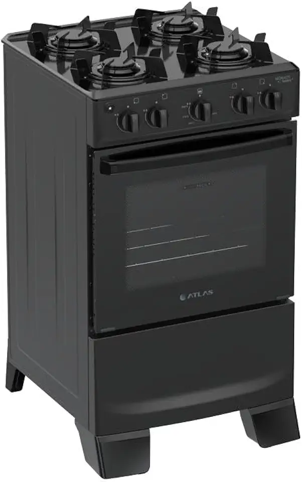 Fogão 4 Bocas Atlas Mônaco Lustro com Mesa de Aço Bivolt