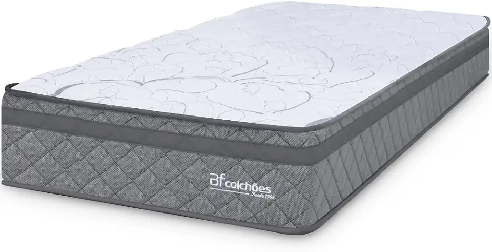 Colchão Solteiro Espuma D45 Extra Firme Antialérgico Certificado 88x188x24cm BF Colchões