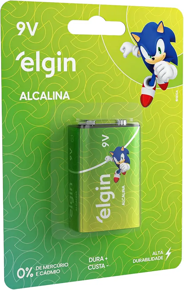 Bateria Alcalina Elgin com 1 unidade 9V Pilha