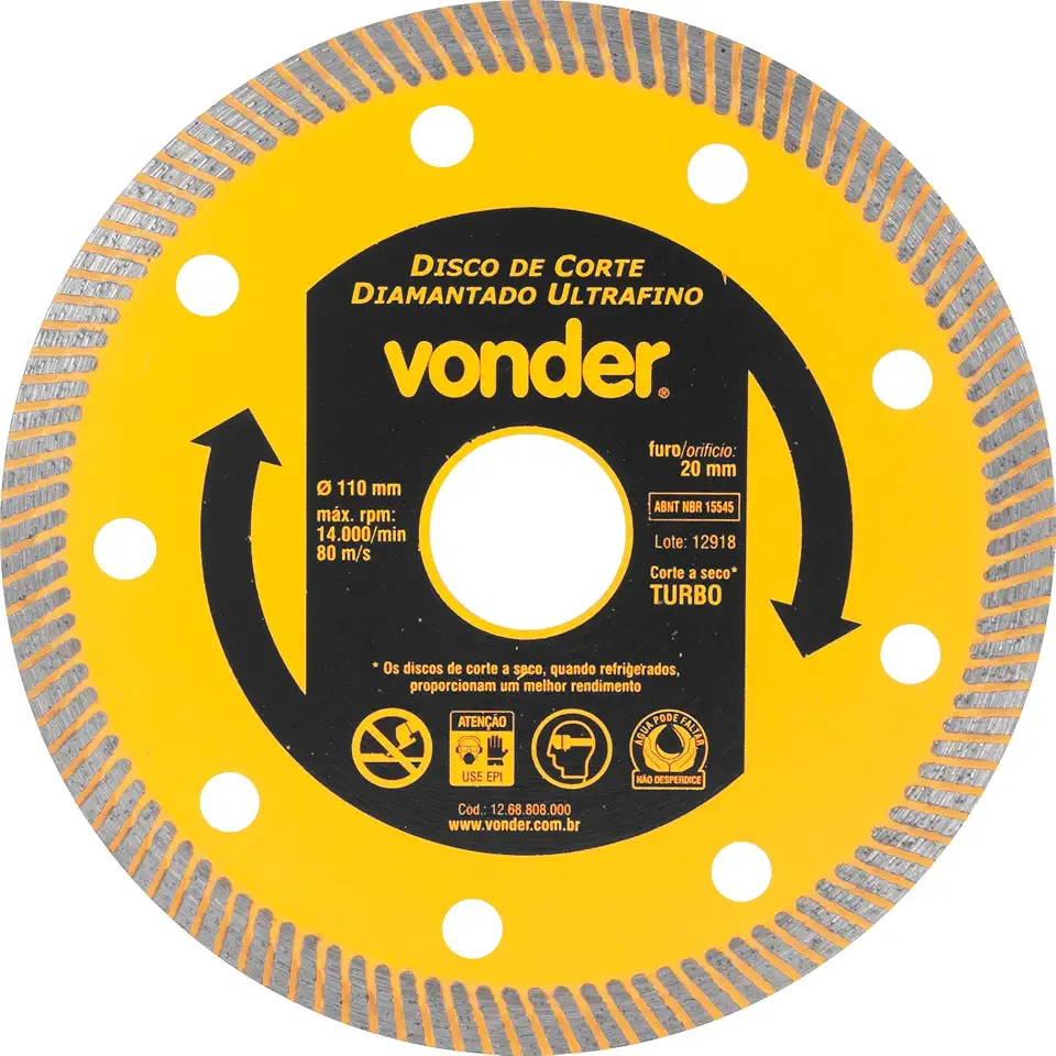 Vonder, Disco De Corte Diamantado, 110 Mm, Para Porcelanato, Ultrafino.