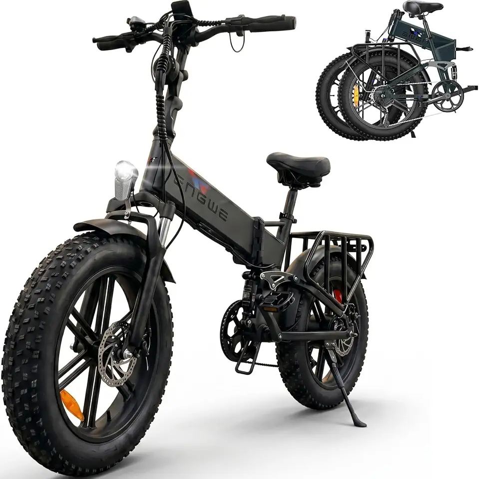 Bicicleta Elétrica Dobrável Engwe Aluminio – Motor Potente 1000w, Autonomia 120km, Bateria Longa Duração, Pneus Fat Tire e Suspensão Total Full