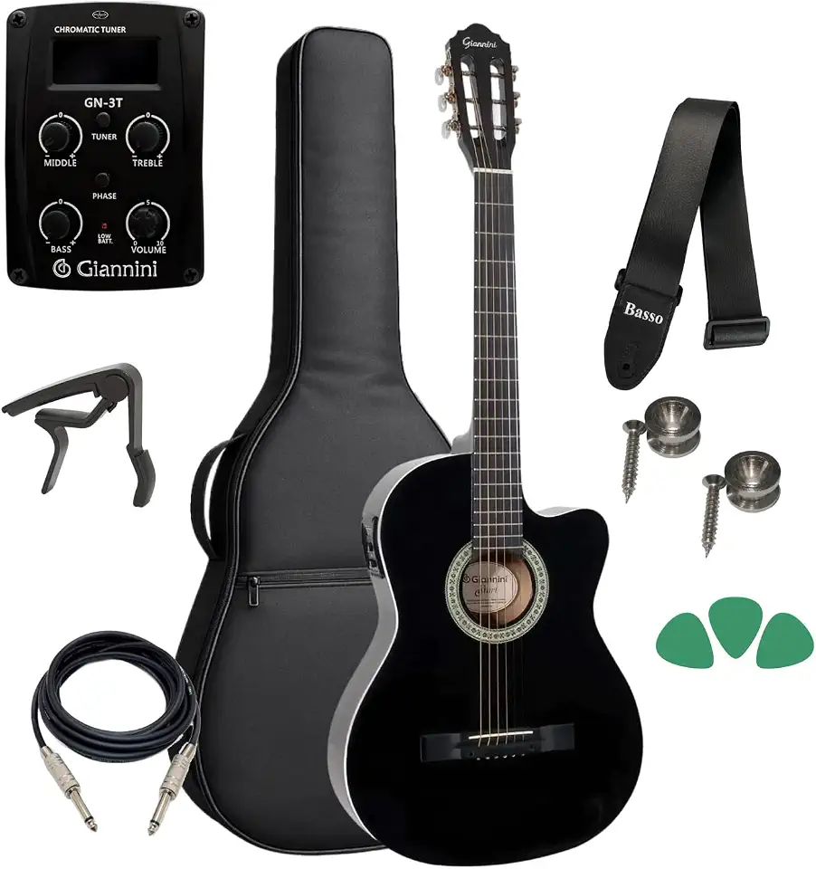 Violão Elétrico Giannini Sf14 Aço Flat Kit Capa E Acessorios