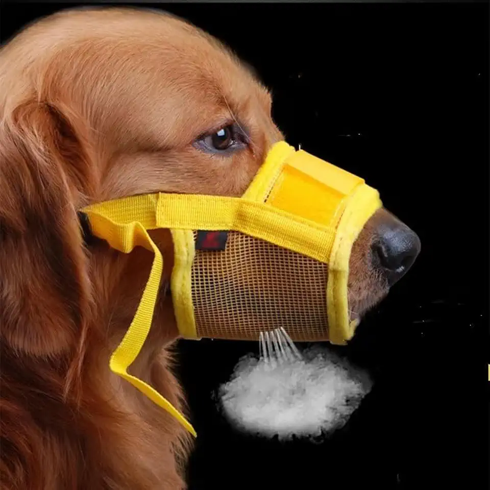 Focinheira Respirável Regulável para Cachorro Pequeno Médio e Grande Tamanhos P/M/G/GG/GGG 8 Cores (Amarelo, XXL)