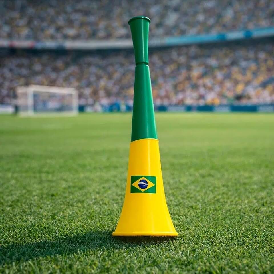 Vuvuzela Brasileira, Copa do Mundo, Corneta Torcedor 28cm, Verde e Amarelo do Brasil