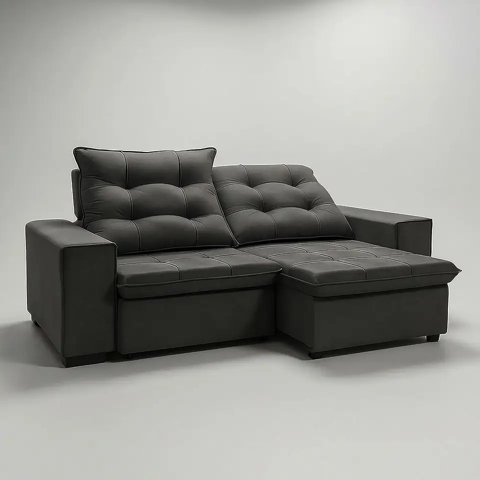 Sofá Conforto Plus, Prático e Versátil 2 Lugares Reclinável e Retrátil Aurora Veludo LIMOV Perfeito para Salas Pequenas (Chumbo)