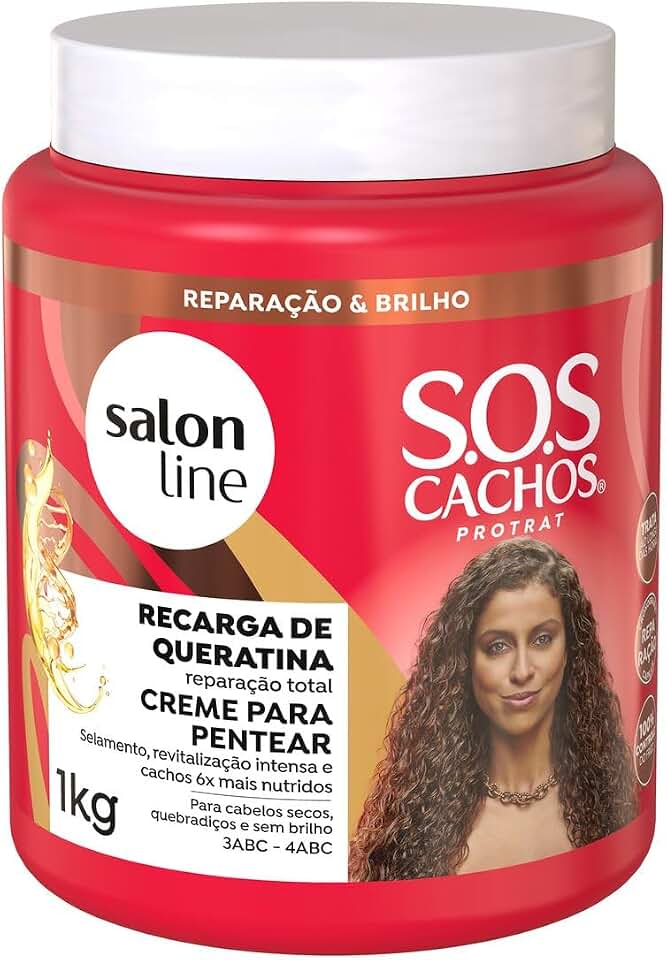 Salon Line, Creme de Pentear, SOS Cachos, Recarga de Queratina, Vegano - Para Cabelos Cacheados e Crespos, 1kg