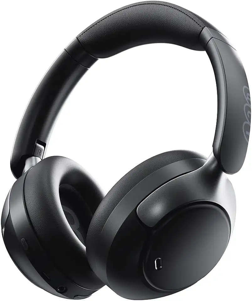 QCY H3 PRO ANC Fone de Ouvido Bluetooth, Headphone ANC Adaptáveis, Cancelamento Ativo de Ruído de 50 dB, Áudio sem fio de Alta Resolução LDAC, 55 Horas de Reprodução, Preto