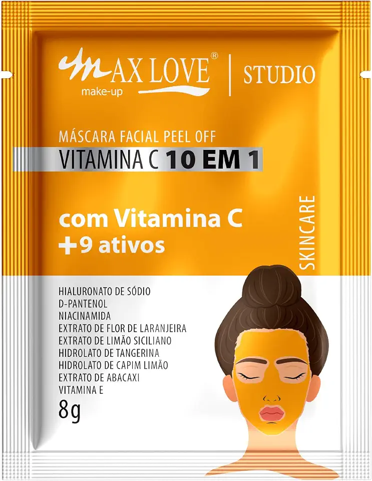 Máscara Vitamina C Max Love 10 em 1 - Hidratação, Renovação Facial e Viço - Sache 8g para Rosto