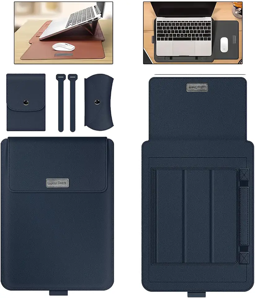 Capa Ergonômica para Notebook, 13-15,6 Polegadas, Mousepad Embutido e Elevação de Altura (Azul Escuro, 13-14 Pol)