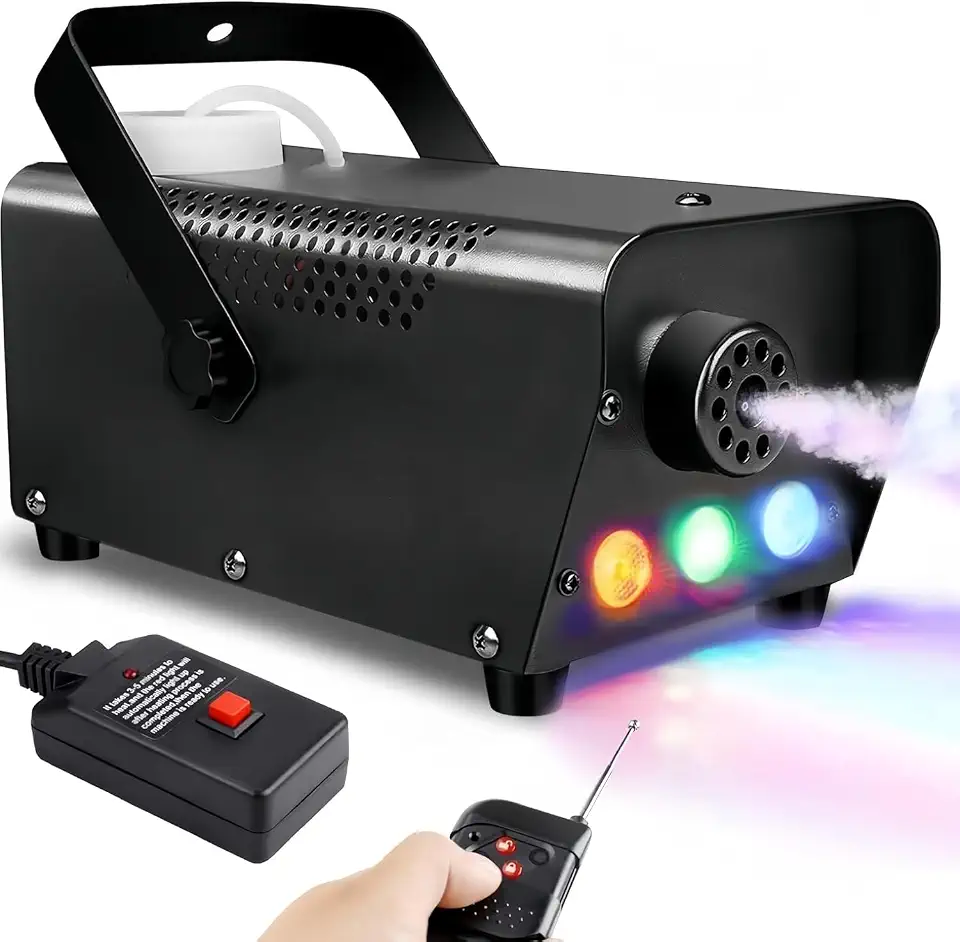 Máquina de Fumaça, Máquina de Fumaça, Máquina de Neblina Portátil, Neblina de Atualizada com Luzes LED, 500W com Efeito de Luzes de E Controle Remoto
