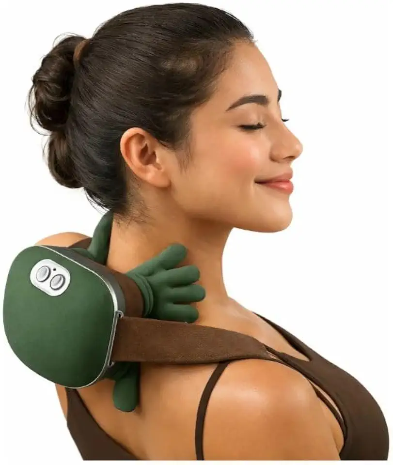 Massageador Mãozinha Para Pescoço Ombro Lombar Elétrico com Aquecimento Recarregável 5V Portátil para Alívio de Dores Relaxamento Muscular Intensidade Ajustável Uso em Casa Trabalho e Viagem Profissional USB