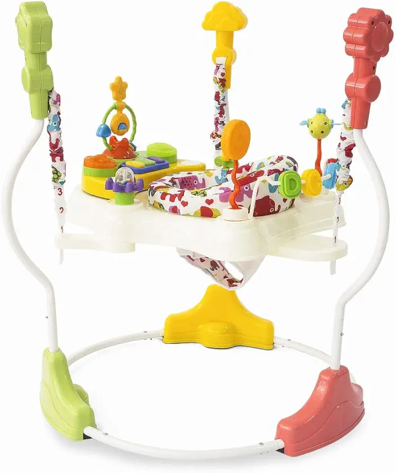 Brinquedo Pula Pula e Jumper 360º Bebê Infantil Centro Atividades com Luz e Som Elefantinho 6+ meses