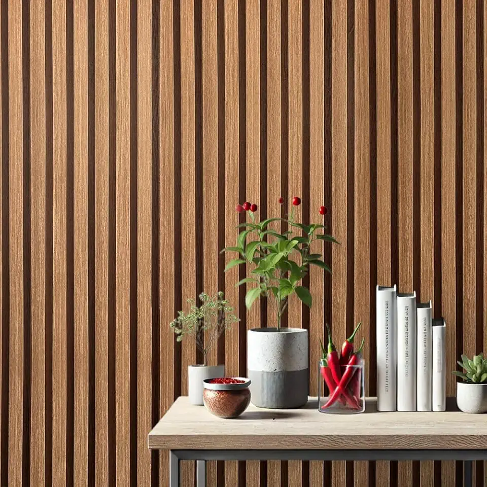 Papel de Parede Adesivo Madeira Ripada em PVC, Móvel, Cozinha, Quarto, 5m X 45 cm, Lavável, Autocolante