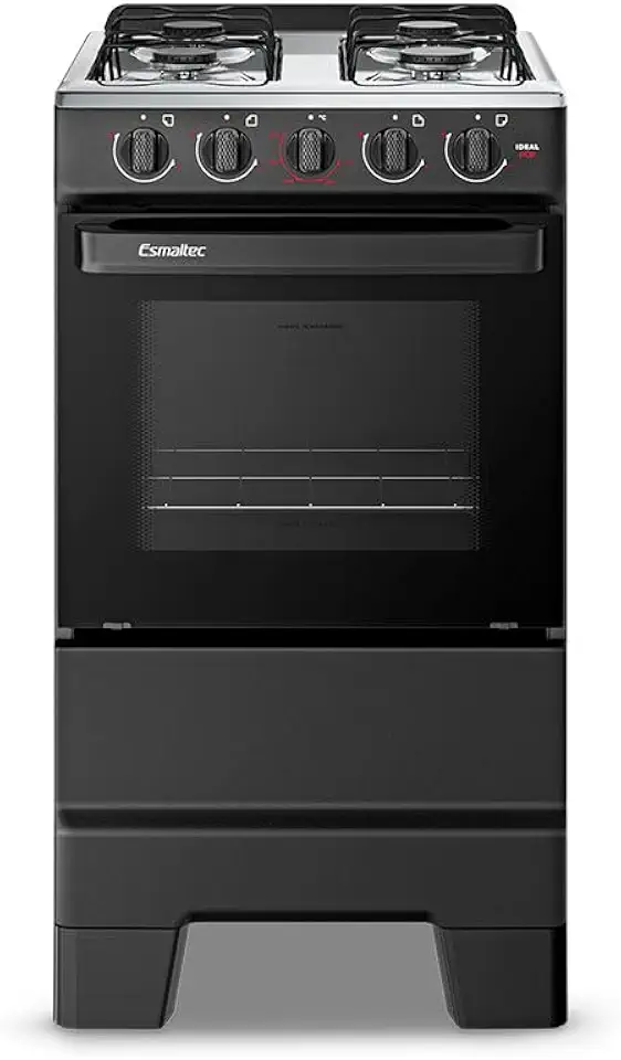 Fogão a Gás Mesa Inox e Forno 50L Limpa Fácil Esmaltec IDEAL POP F4ISP Cor Preto 4 bocas