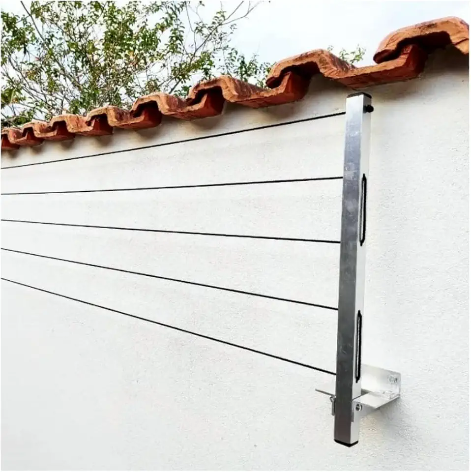Varal de Parede Retratil Aluminio Reforçado 20 metros Cabo De Aço Com Kit Instalação (Suporta 80kg)