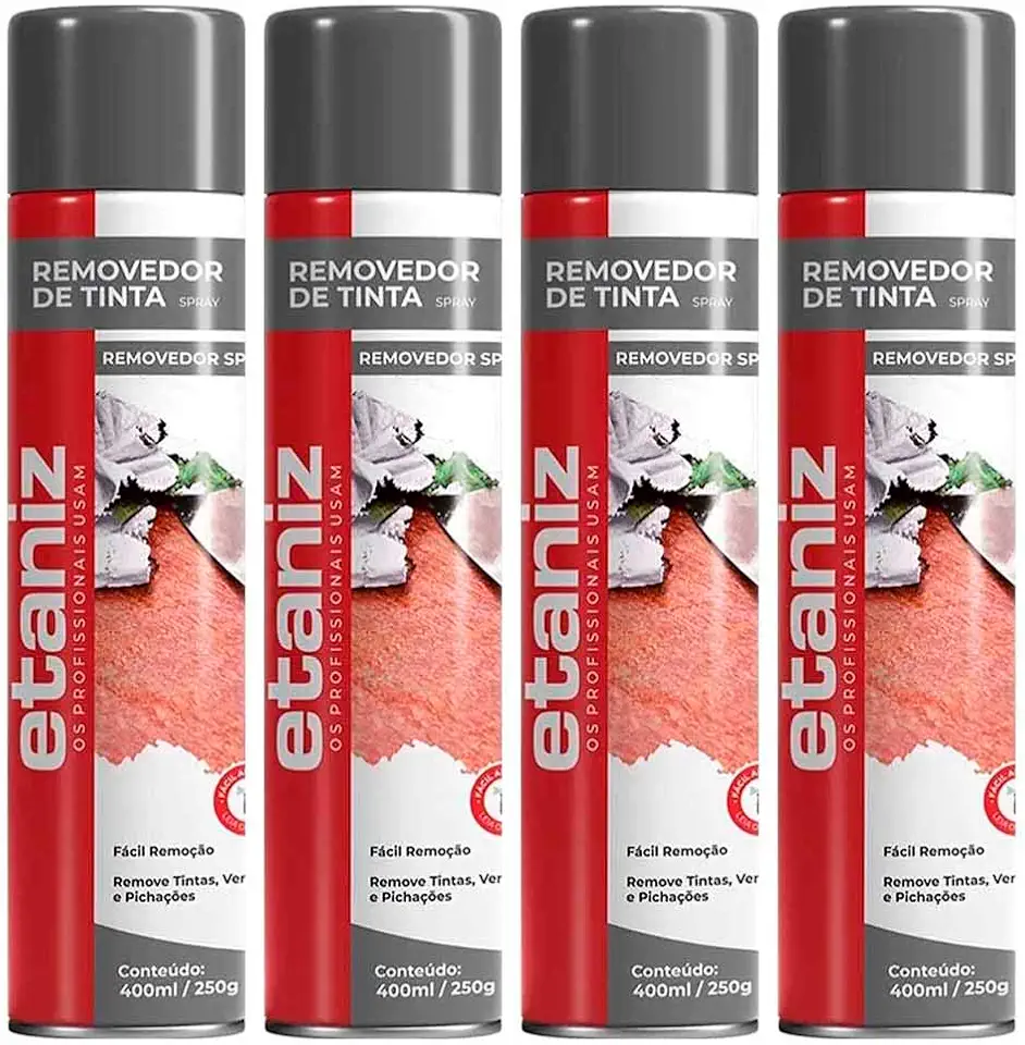 Kit 4 Etaniz Removedor Tinta Verniz Pichação Grafite 400ml