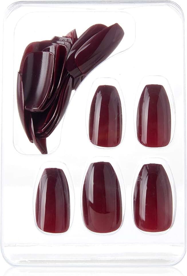 Macrilan Unhas Postiças Estilo Bailarina - Vinho - Up405