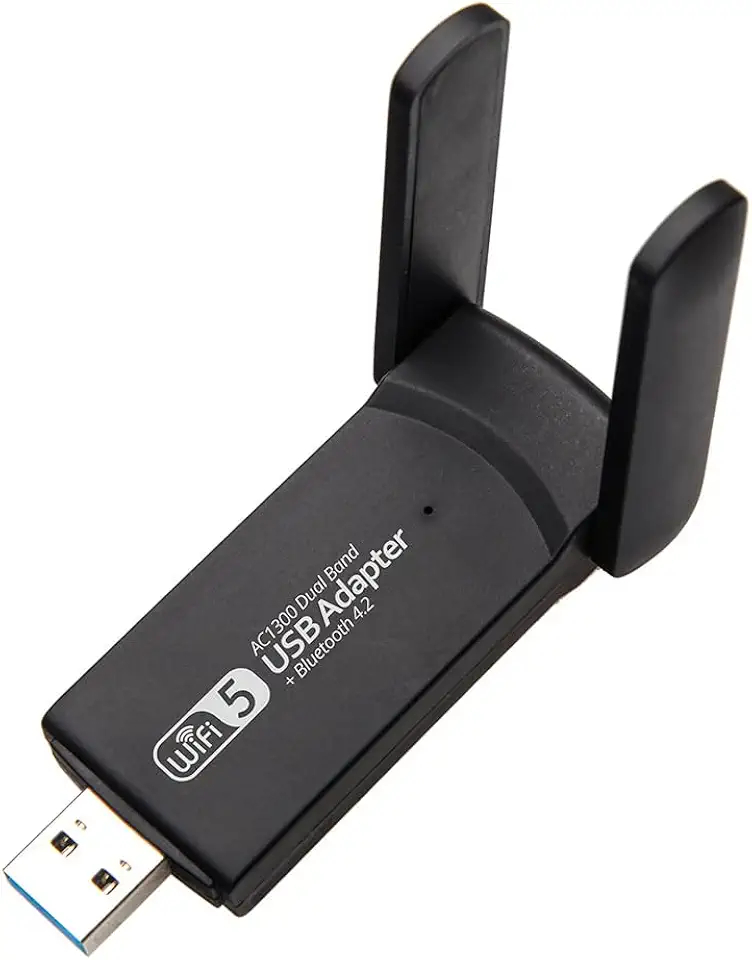 Adaptador WiFi USB Dual Band AC1300, 2.4GHz e 5GHz, 1300Mbps, Antena Dupla, Preto
