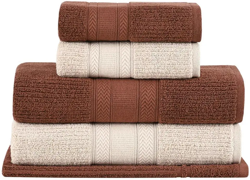 Buddemeyer Jogo de Toalhas Melissa Extra Soft, Banho, Bege/Marrom, 5 peças