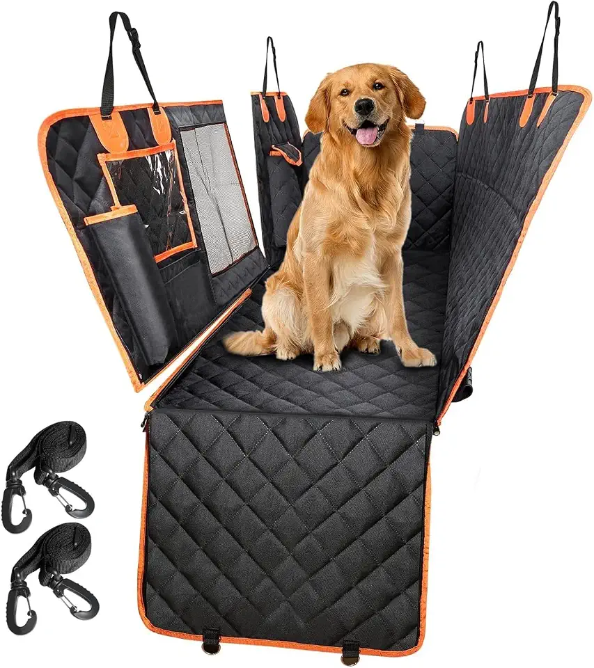 Capa Protetora Impermeável para Banco de Carro 5 em 1 – Para Cachorros e Pets – Janela em Tela, Antiderrapante, Lavável – Banco do Passageiro ou Porta-Malas