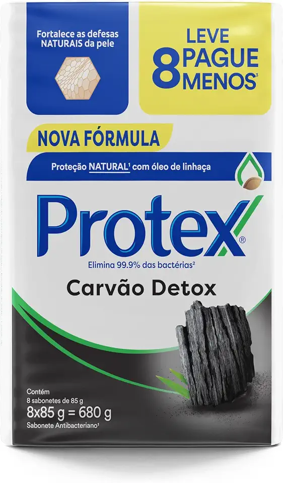 Sabonete em Barra Protex Carvão Detox 8 unid 85g