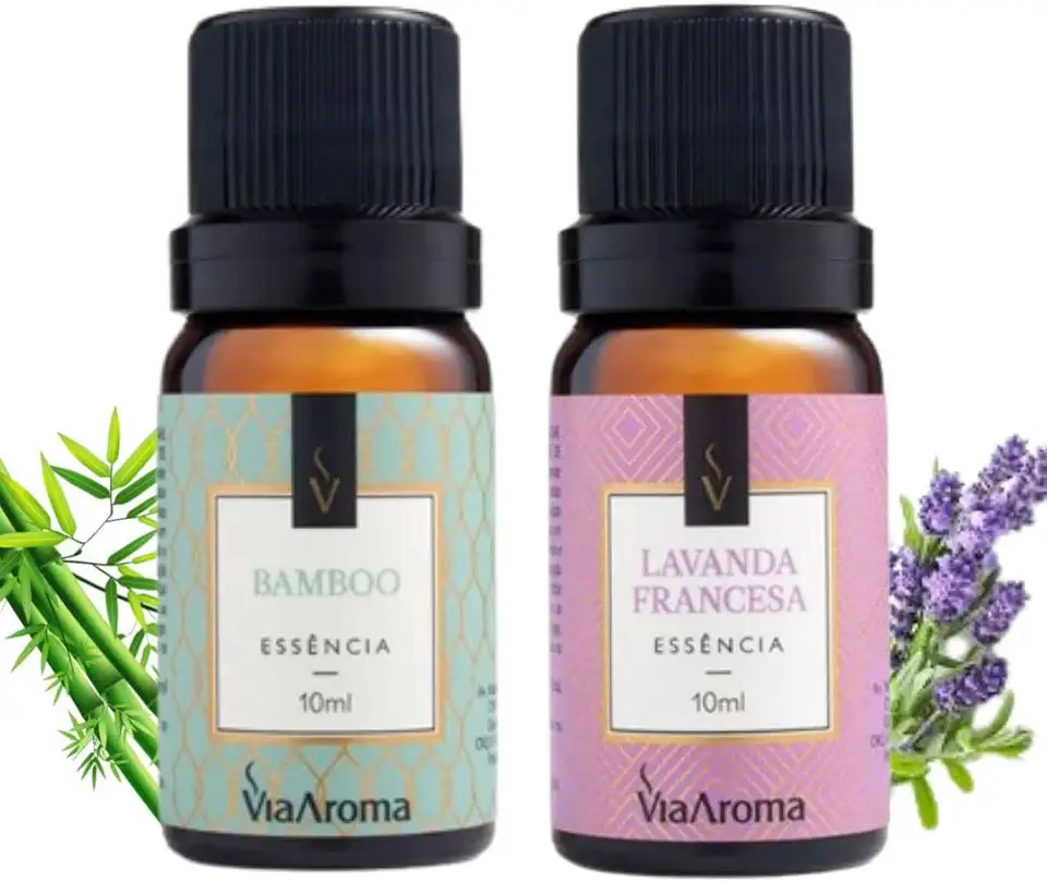 Kit 2 Essências Bamboo e Lavanda Francesa Via Aroma Para Aromatizador Difusor Elétrico