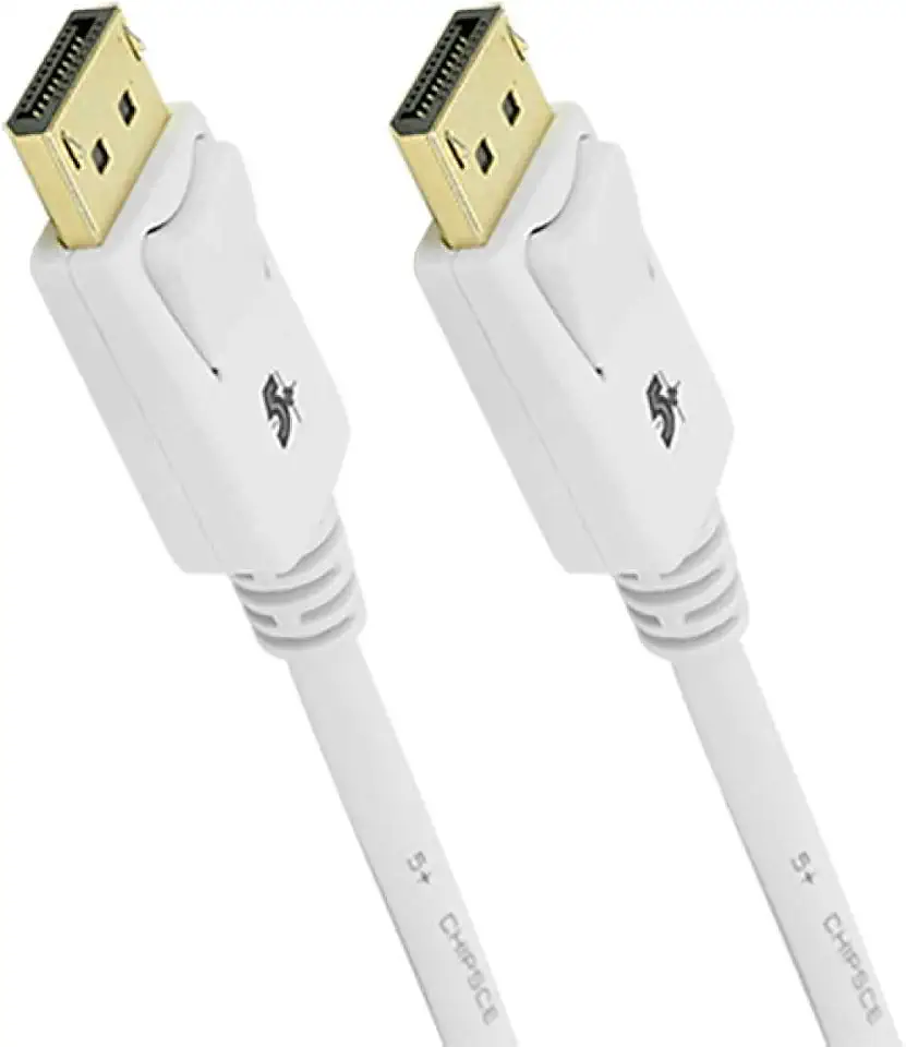 5+ Cabo Displayport + Displayport 1.2 - Branco - 2M - com Trava