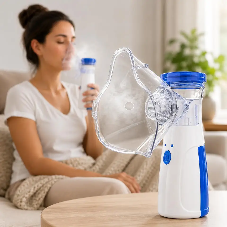 Nebulizador Portátil Ultrassônico Recarregável Silencioso Para Adultos e Crianças, Inalador Compacto com Tecnologia de Micropartículas para Alívio Respiratório