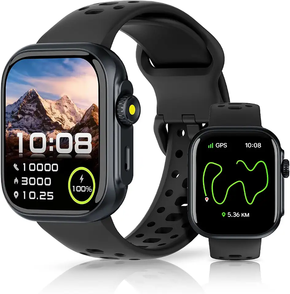 Bettdow Smartwatch GPS FB041, Relogio Smartwatch Feminino e Masculino,Tela HD de 1,85", Alexa, 100 Esportes,3ATM à rova d'água, Chamada Bluetooth, Compatível com Android iOS(Preto)