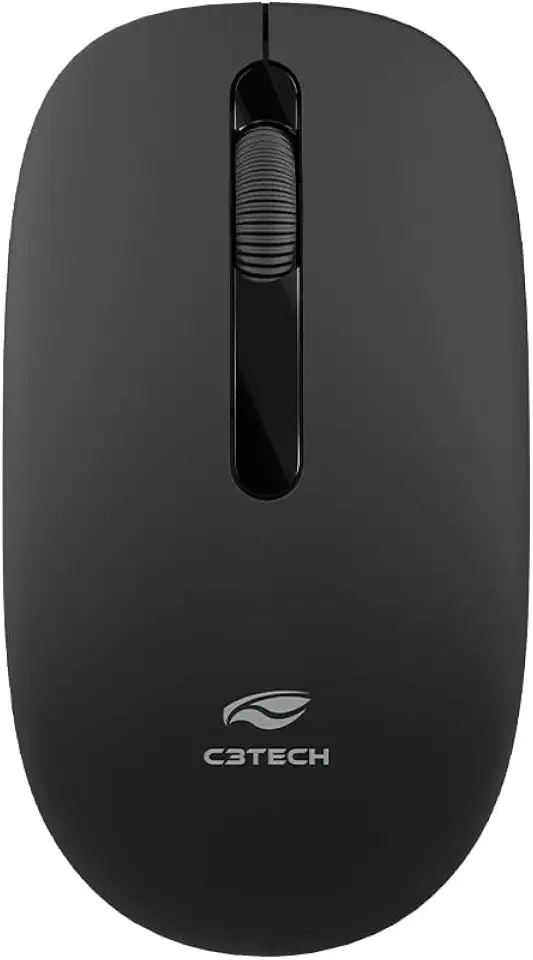 C3Tech Mouse Sem Fio M-W15BK, Preto, Wifi 2.4Ghz, 1200DPI, Ambidestro, 3 Botoes, Windows, MAC OS,LINUX, CHROME