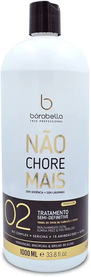 Escova Progressiva Borabella no More Cry - Tratamento Profissional 1L - Alisamento Sem Odor e Brilho Espelhado