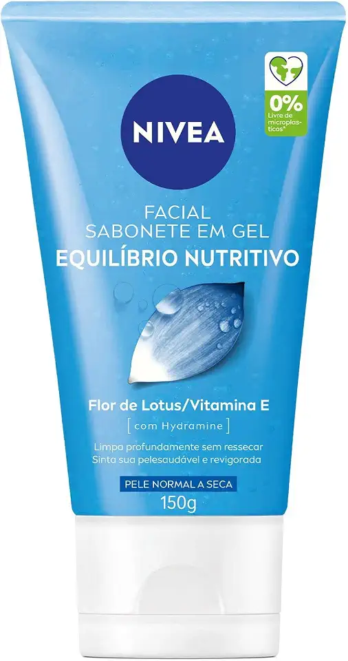 NIVEA Sabonete Facial em Gel Equilíbrio Nutritivo 150g, Limpeza Profunda, Remove Impurezas, Vitamina E, Pele Normal e Seca
