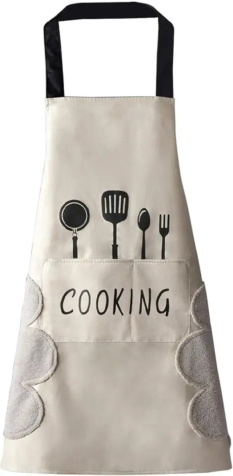 Avental Impermeável para Cozinha com Seca Mãos I Modelo que Não Molha a Roupa I Ideal para Lavar Louça e Cozinhar I Bolso Frontal Funcional I Three Brothers
