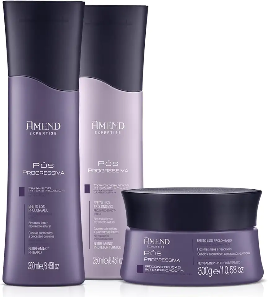Kit Amend Shampoo + Condicionador + Máscara Capilar Amend Pós Progressiva Intensificador - para Cabelos Submetidos A Processos Químicos.