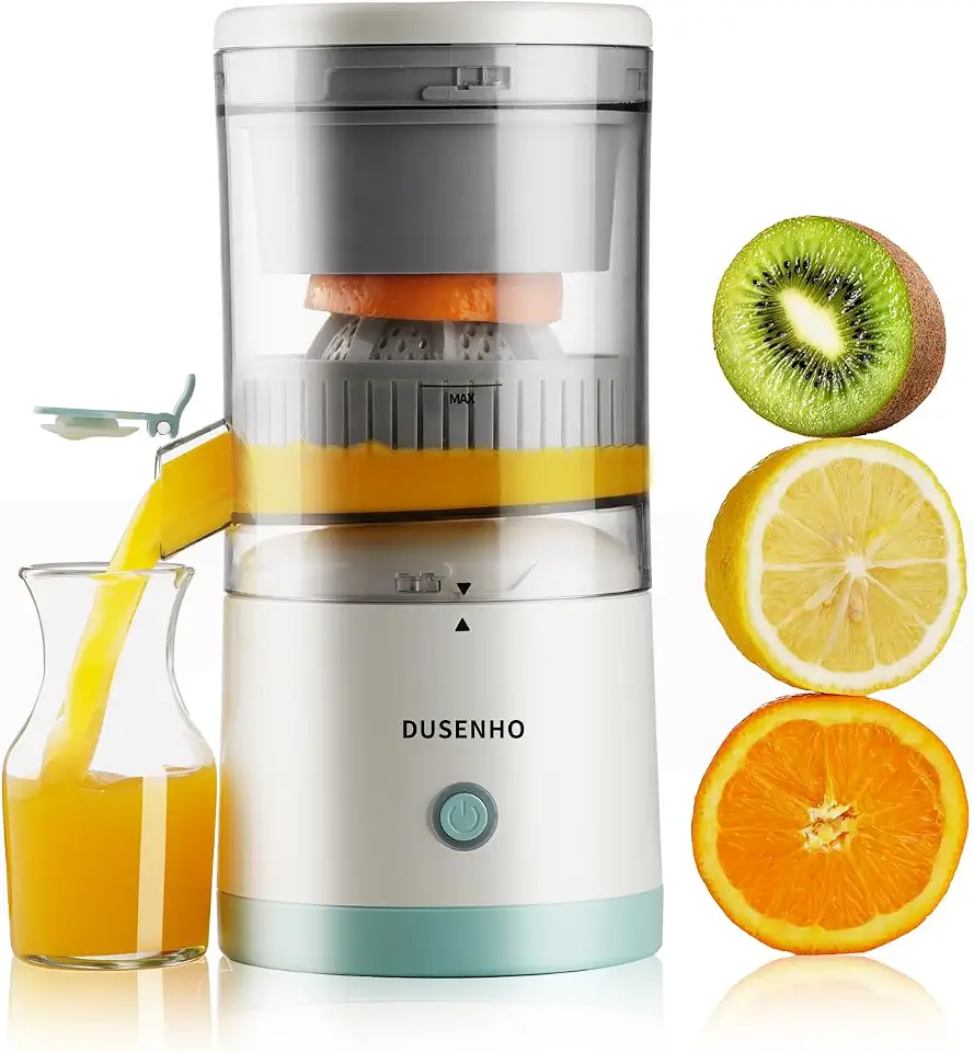 Espremedor elétrico recarregável – Máquina de suco cítrico com USB e escova de limpeza portátil para laranja, limão, toranja..