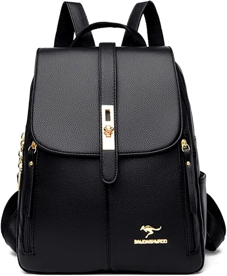 Mochila Feminina de Couro PU Antifurto Moda Simples Mochila Pequena Impermeável Vintage E Versátil Casual Bolsa Viagem Multiuso
