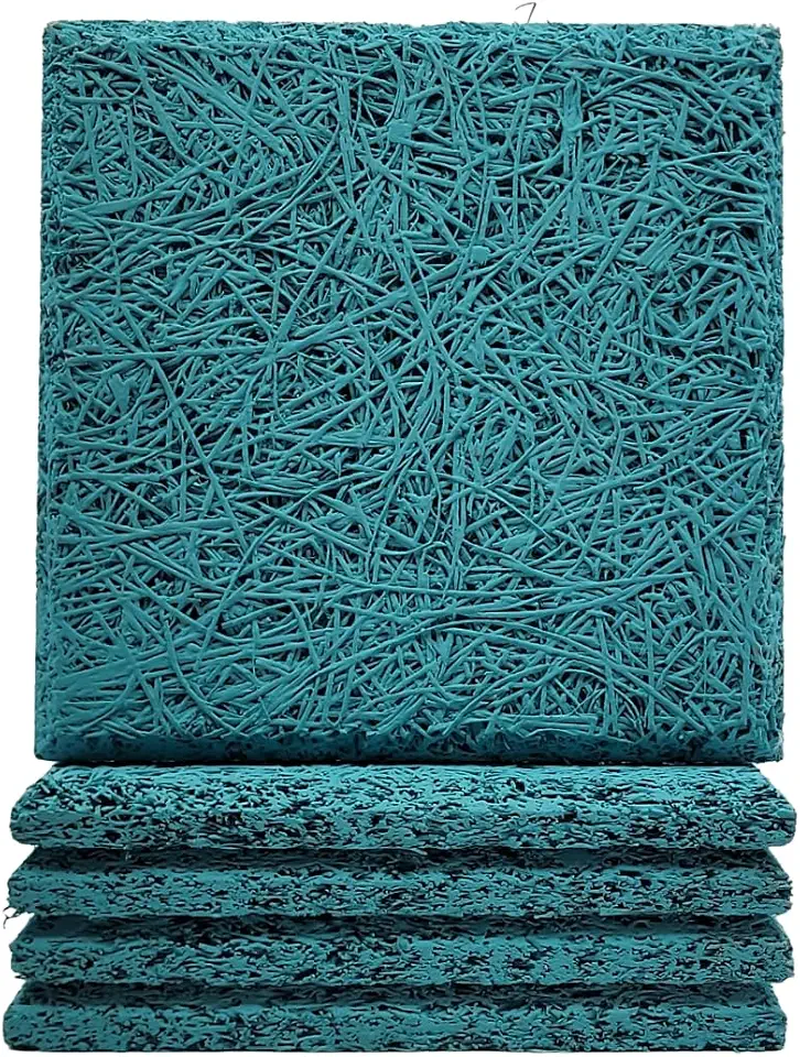 Placa Acústica Antichama Isolante Térmico Redutor Ruído Painel Estúdio Proteção Reforço Decoração Ambientes Comerciais Residenciais Tratamento Sonoro Absorção Impacto (Azul Claro, 5 Quadrados)