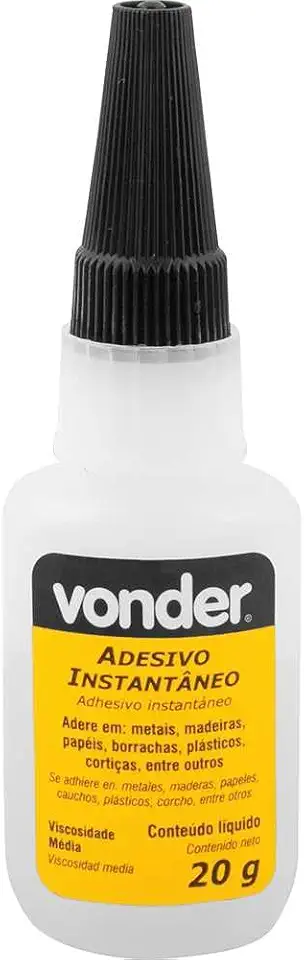Vonder, Adesivo Instantâneo Cianoacrilato, Industrial, 20 g.