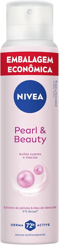 NIVEA Desodorante Antitranspirante Aerossol Pearl & Beauty 200ml, Proteção 72h, Previne Irritações, Contra Suor e Odores, Axilas Suaves