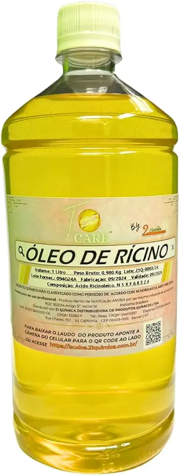 1 Litro Óleo De Rícino Crescimento E Hidratação Capilar