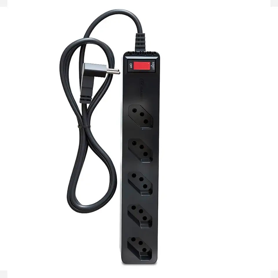 Filtro de Linha iCLAMPER Energia 5 com Proteção contra Surtos Elétricos(DPS) 5 Tomadas, 3 Pinos, 10 Amperes para PC, Notebook, Roteador, Monitor, Impressora, PS5, Alexa e etc, Bivolt, Cabo de 1m Preto
