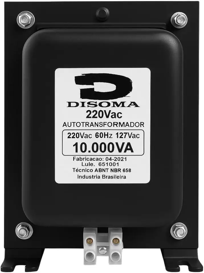 Transformador 10.000VA com Conector Sindal Bivolt 110V/220V – Disoma | Potência Real 5.550W | Para Solda, Ar Condicionado de Janela e Equipamentos Potentes